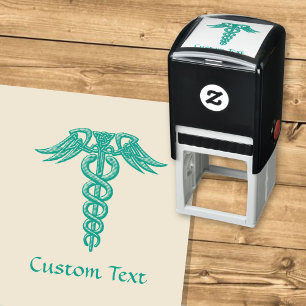 Green Celtic Knot Caduceus Self-inking Stamp