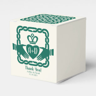 Green Celtic Knot Claddagh Irish Wedding Thank You Favor Box