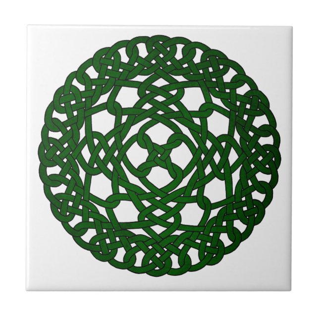 Green Celtic Knot Design Tile (Front)
