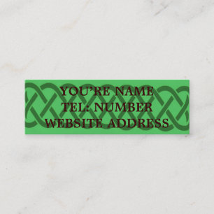 Green Celtic knot on light green Mini Business Card