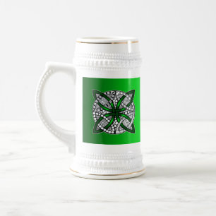 Green Celtic Knot Original Art Beer Stein