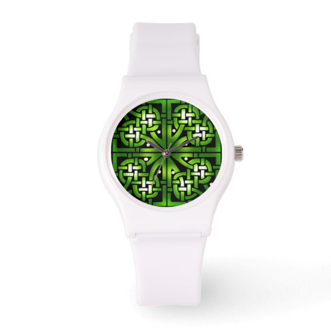 Green Celtic Knot Pattern Wristwatch (Front)
