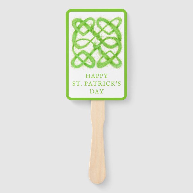 GREEN CELTIC KNOT Rectangle Hand Fans (Front)