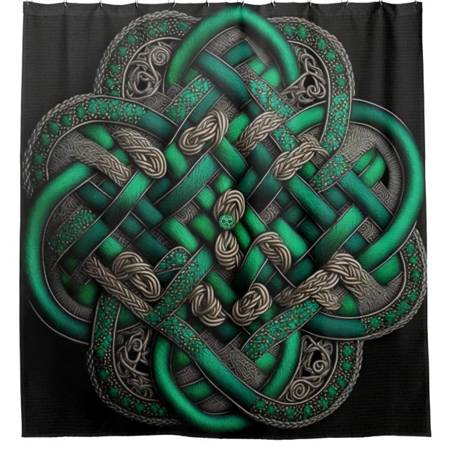 Green Celtic Knot Shower Curtain (Front)