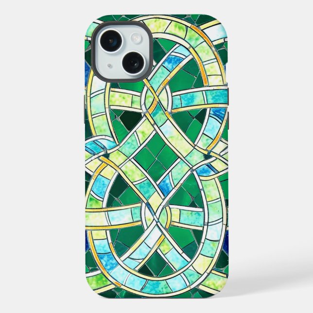 Green Celtic Knot Stone Mosaic iPhone Case (Back)