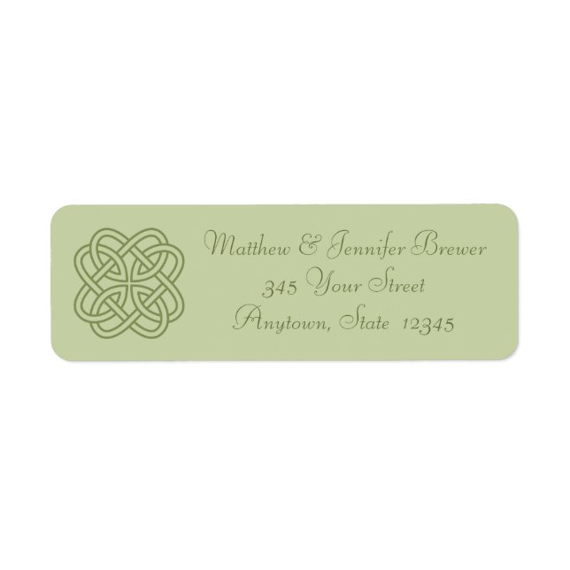 Green Celtic Knot Thin Envelope Address Labels (Front)