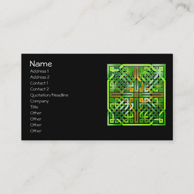 Green Celtic Knot Tile 174 Business Card (Front)