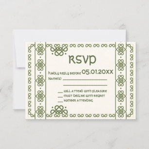 Green Celtic Knots Wedding RSVP Cards