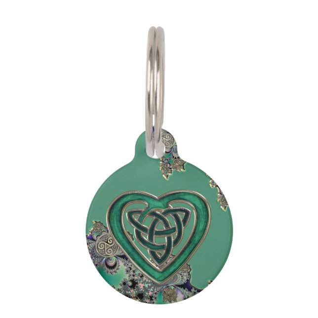 Green Celtic Mystical Fractal Pet Tag (Back)