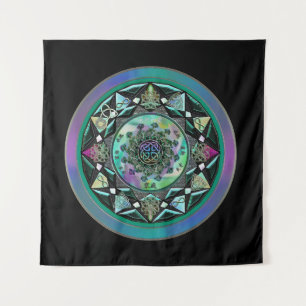 Green Celtic Mystical Mandala Wall Tapestry