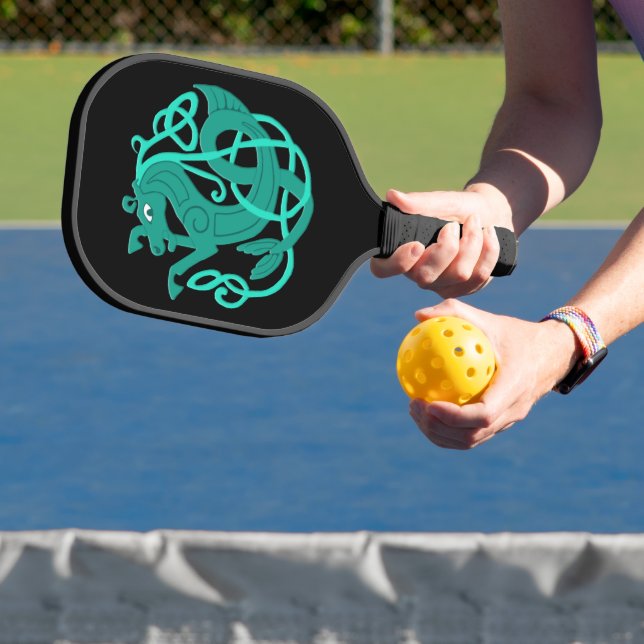 Green Celtic Seahorse Pickleball Paddle (Insitu)