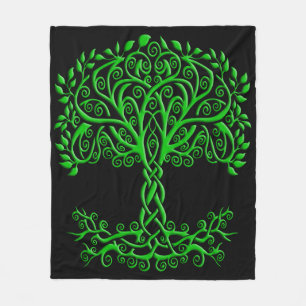 Green Celtic Tree Of Life Fleece Blanket