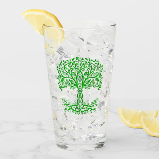 Green Celtic Tree Of Life Glass (Front Ice)