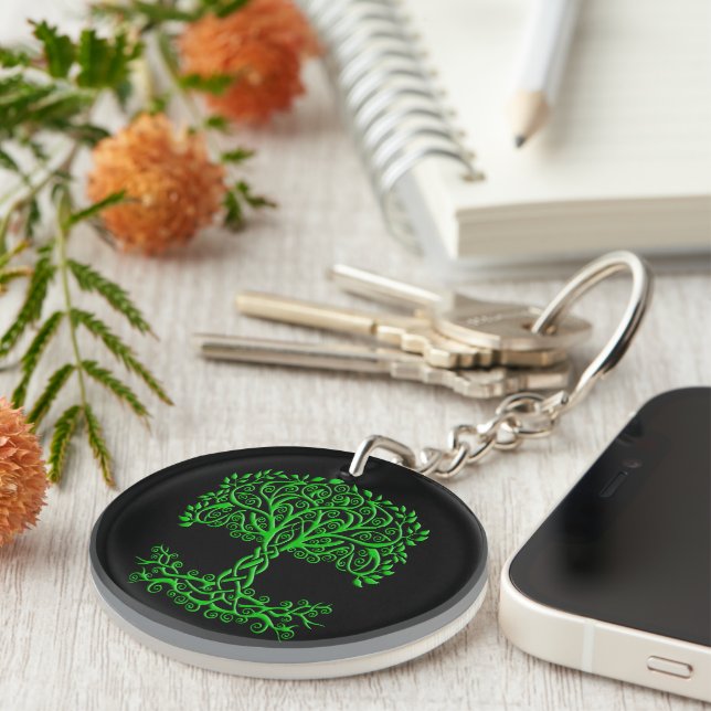 Green Celtic Tree Of Life Keychain (Front Right)