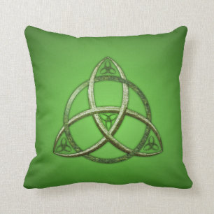 Green Celtic Trinity Knot Throw Pillow