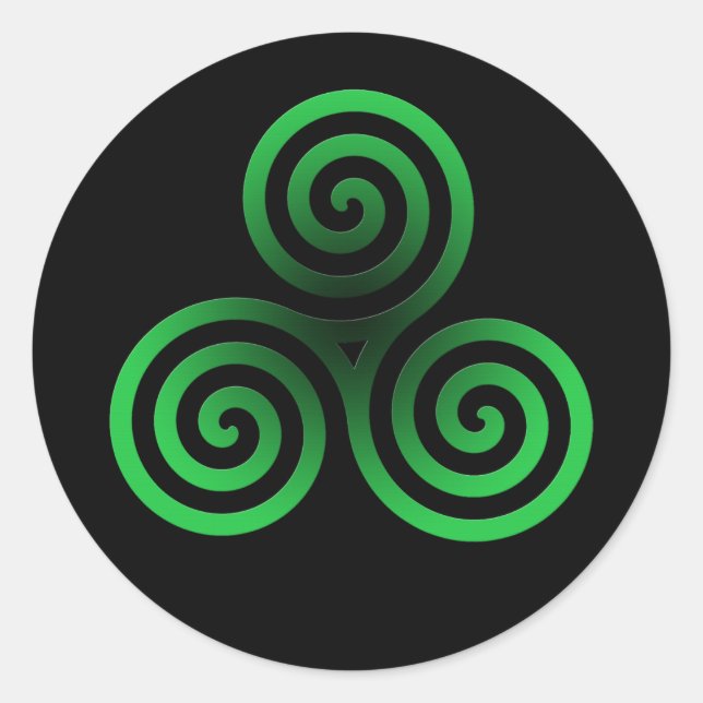 Green Celtic Triskele Classic Round Sticker (Front)