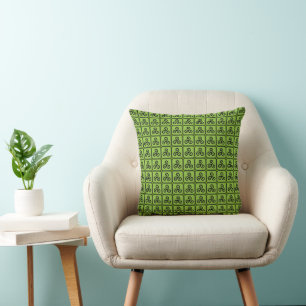Green Celtic Triskele Tiled Throw Pillow