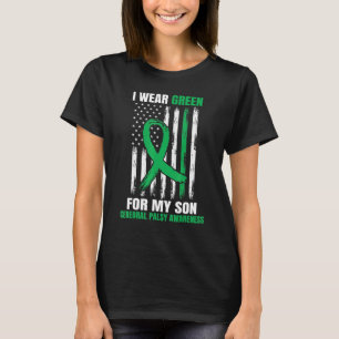 Green Cerebral Palsy Awareness American Flag Cp Mo T-Shirt
