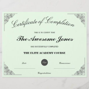 Green Certificate of Completion with Custom Logo