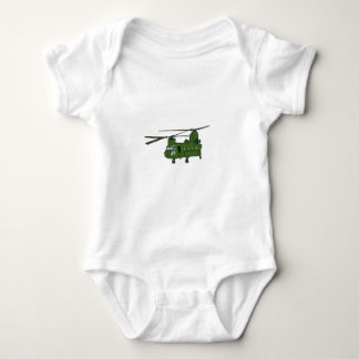 Green CH-47 Chinook Military Helicopter Baby Bodysuit