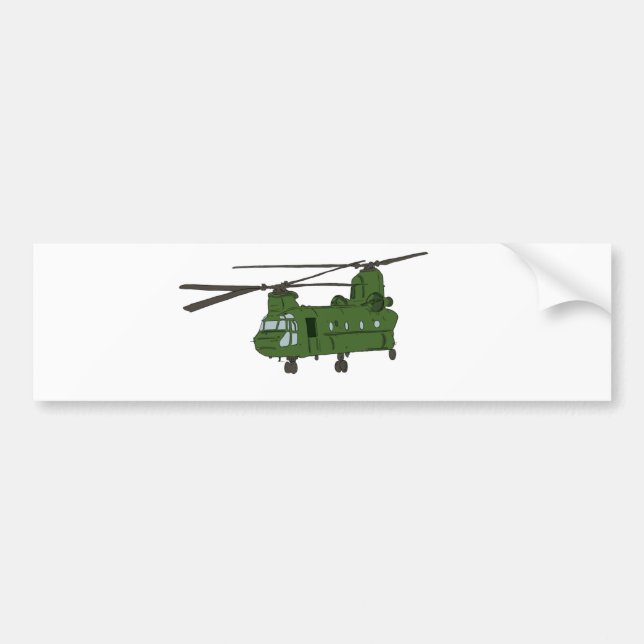 Green CH-47 Chinook Military Helicopter Bumper Sticker (Front)