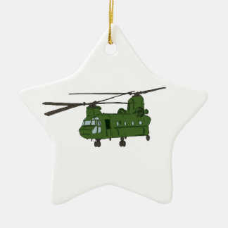 Green CH-47 Chinook Military Helicopter Ceramic Ornament
