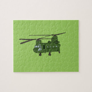 Green CH-47 Chinook Military Helicopter Jigsaw Puzzle