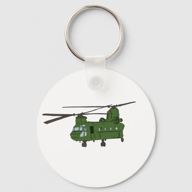 Green CH-47 Chinook Military Helicopter Keychain (Front)