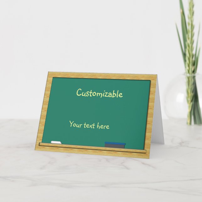 Green Chalkboard Greeting - Customizable Card (Front)