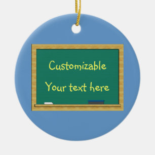 Green Chalkboard Greeting - Customizable Ceramic Ornament