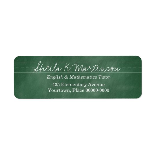 Green Chalkboard Teacher Tutor Return Address Label