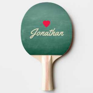 Green Chalkboard Vintage Heart Signature Ping Pong Paddle