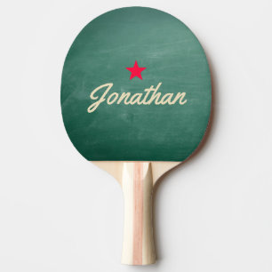 Green Chalkboard Vintage Star Signature Ping Pong Paddle