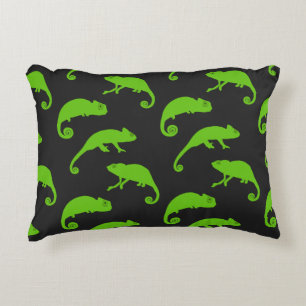 Green Chameleon Pattern Accent Pillow