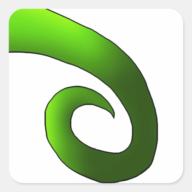 Green Chameleon Tail Square Sticker (Front)