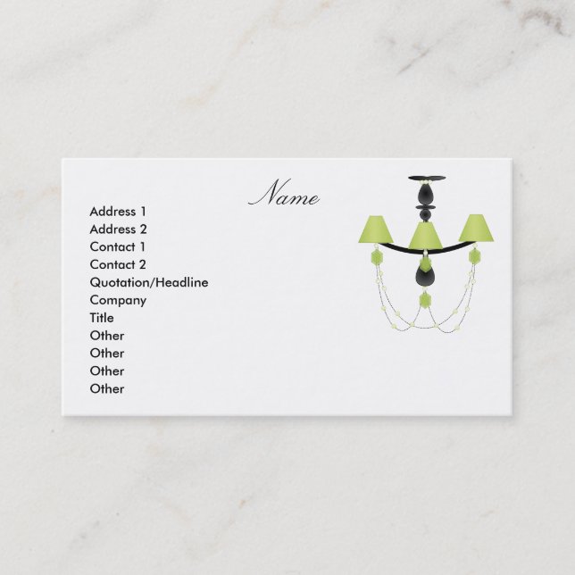 Green Chandelier Business Card (Front)