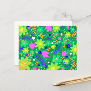 Green, Chartreuse, Pink, Parakeet Holiday Postcard
