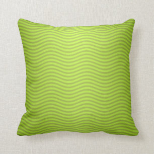 Green Chartreuse Stripes Pattern Throw Pillow
