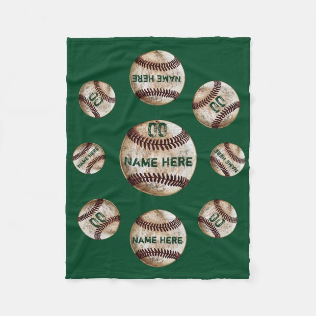 Green Cheap Baseball Blanket, Baseball Team Gifts Fleece Blanket (Front)