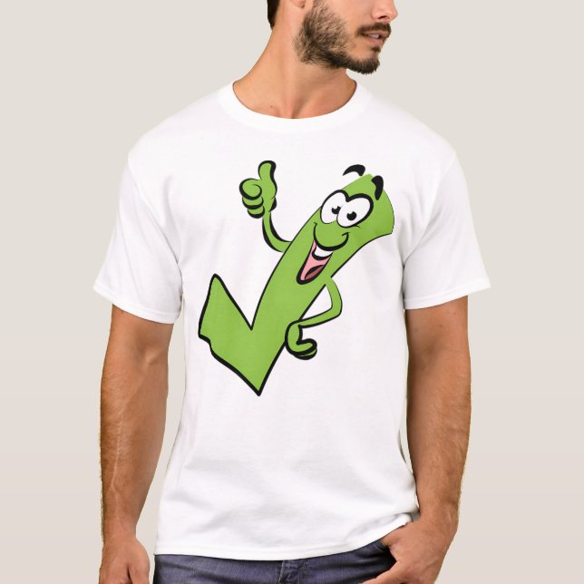 Green Check Check Mark Tick T-Shirt (Front)