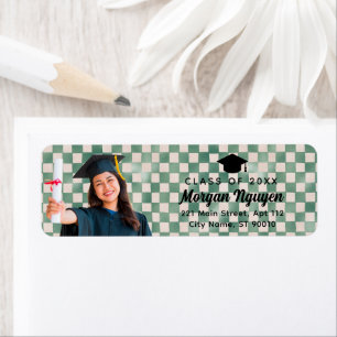 Green Check Custom Photo Graduate Return Address