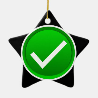 Green Check Mark Symbol Ceramic Ornament