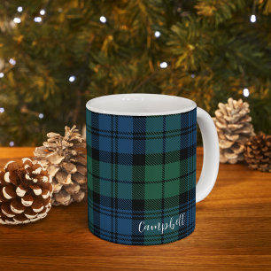 Green Check Plaid Rustic Custom Campbell Tartan Coffee Mug