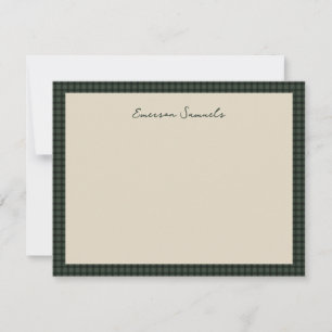 Green checked frame simple classic personalized card