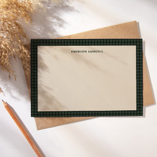 Green checked frame simple classic personalized card