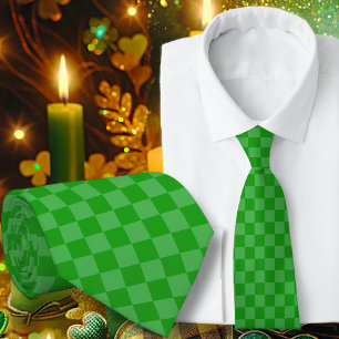 Green Checkerboard Pattern Mens Tie