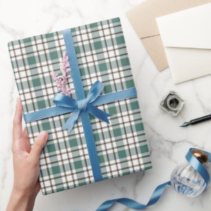 green checkered light tartan pattern wrapping paper