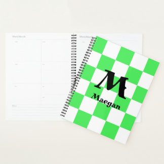 Green Checkered Pattern Background Planner