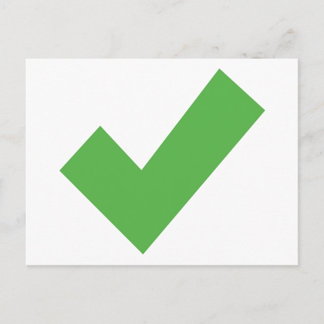 GREEN CHECKMARK CHECK CORRECT SYMBOL POSTCARD (Front)