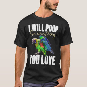Green Cheek Conure Art Men Women Poop Bird Parrot T-Shirt